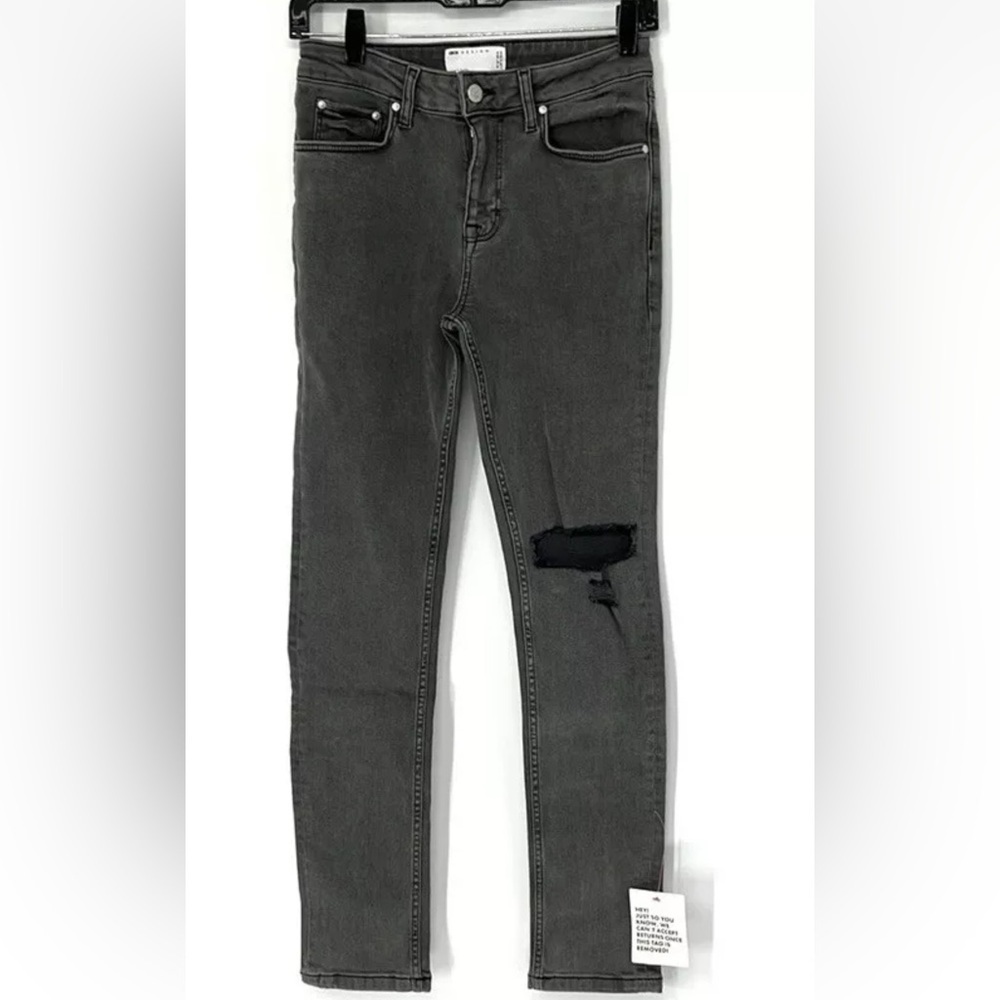 ASOS NWT men’s skinny jeans 26X30 Gray Stretch Distressed Denim